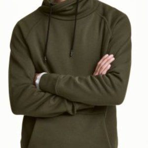 Funnel-collar khaki green sweatshirt